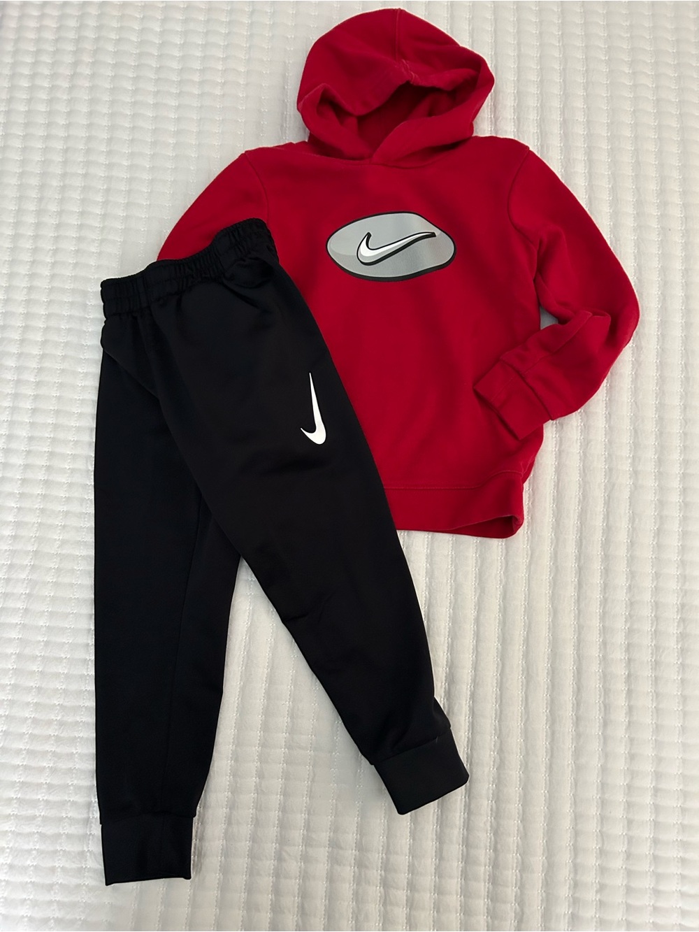 Nike Kids' Red Hoodie and Black Jogger Pants Set, Size 4T